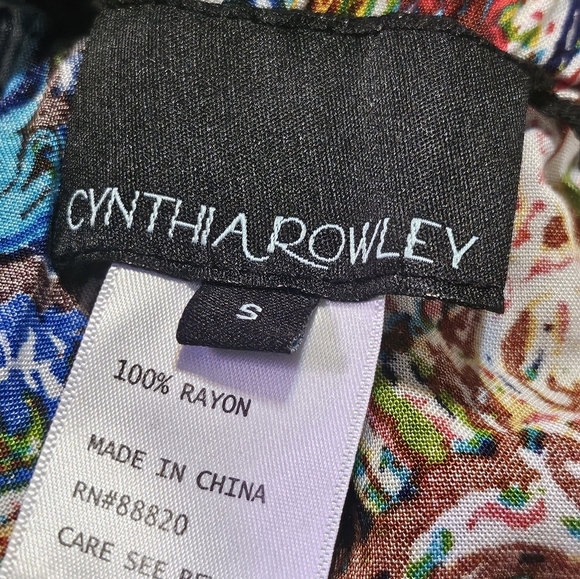 Cynthia Rowley Wide Leg Paisley Print Cropped pants Multicolor Size S - Picture 5 of 6